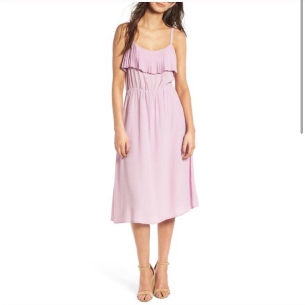 New Leith Women M Pleated Trim Midi Slip Dress